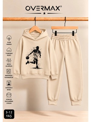 Overmax Top Süren Adam Baskılı Kapüşonlu Sweatshirt Eşofman Takımı- 3-12 Yaş