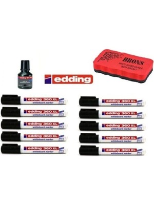 Edding 360 Xl Tahta Kalemi 10'lu Set ( Mürekkep & Tahta Silgisi ) Tkm