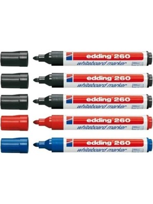 Edding 260 Beyaz Tahta Kalemi 3 Siyah 1 Mavi 1 Kırmızı Renk