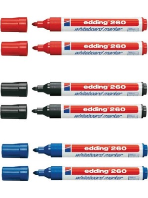 Edding Tahta Kalemi E-260 Kırmızı-Mavi-Siyah 3 Renk Set