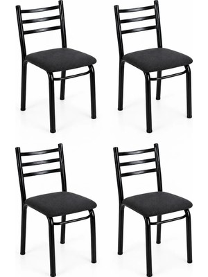 Hazar Modern ve Şık 4 Adet Metal Ayaklı Siyah Sandalye