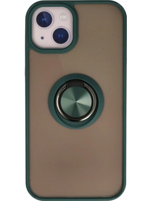 Apple iPhone 15 Kılıf Montreal Yüzüklü Silikon Kapak - Yeşil