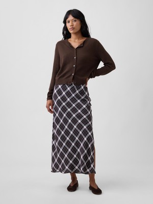 Gap Kadın Koyu Kahverengi Pull-On Maxi Etek