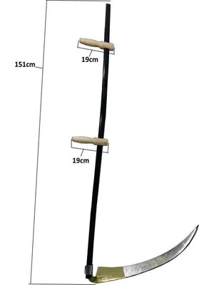 Komple Tırpan - Metal Saplı 6 Parça Set - Ahşap Elcik 70 cm
