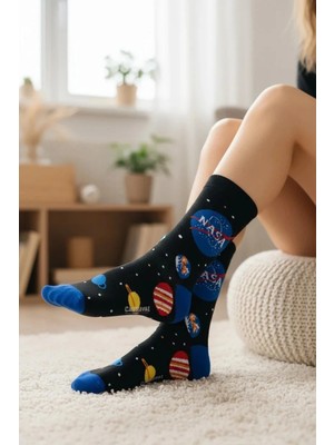 Can Moda Canmoda Nasa Gezegen Uzay Desenli Çorap (36-44 Numaraya Uygun)