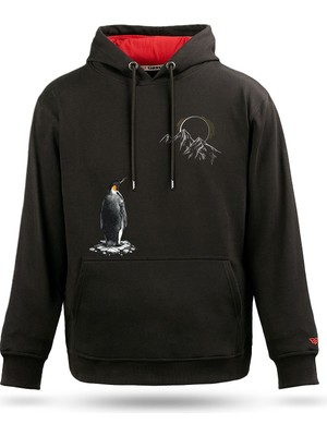Tarrzzcom Nihilist Penguen Baskılı Felsefi ve Minimalist Tasarım Kapüşonlu Sweatshirt