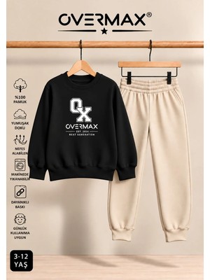 Overmax ® Baskılı Çocuk Sweatshirt & Eşofman Altı Takım – 3-12 Yaş