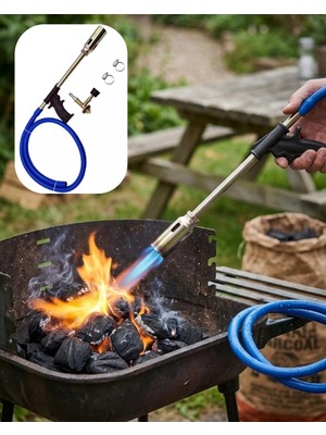 Skygo Lpg Pürmüz Alev Tabancası Hortumlu Ayarlanabilir Gazlı Alev Yakıcı Kamp Ve Mangal Başlatıcı