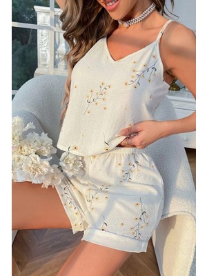 Neew Store Neewstore 2 Parça Ekru Baharın Sıcaklığı Gecelik Takım