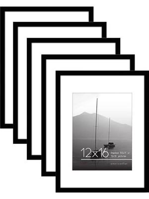 12 x 16 Resim Çerçevesi Seti 5 Inç Siyah - Mat ile 8,5 x 11 Resim Çerçevesi Veya 12X16 Çerçeve Olarak Kullanın - Resim Çerçeveleri Kolaj Duvar Dekoru Pleksiglas Kapaklı - Galeri Duvar