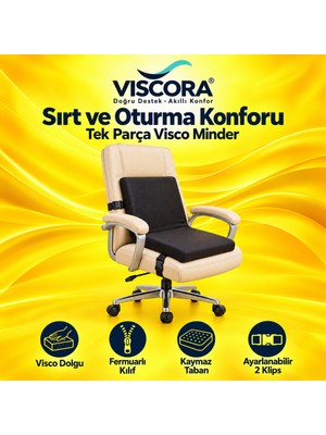 Viscora Visco Bel Destek ve Oturma Minderi – Ev, Ofis ve Araç Için Tek Parça, Kaymaz Tabanlı ve Klipsli