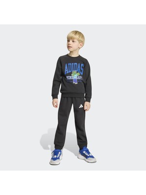 Adidas Little Kids Minecraft Jog Set Çocuk Siyah Eşofman Takımı.-