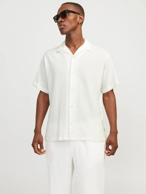 Jack & Jones JORLUKE CRINKLE RESORT Beyaz Erkek Gömlek