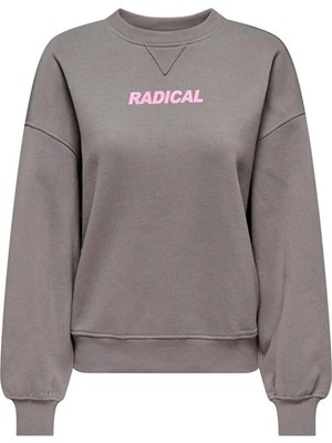 Only Onlsofıa L/s Word O-Neck Swt Gri Kadın Sweatshirt 15329876