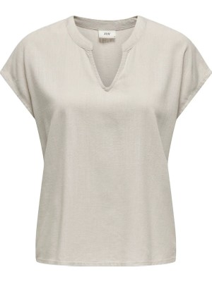 Jdy Jdycaya Lıon Lınen S/s Top Wvn Dıa Bej Kadın T-Shirt 15346547