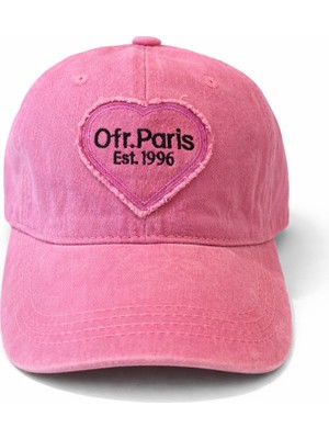 Feemels Ofr. Paris Yazılı Eskitme Nakışlı Vintage Görünümlü Kot Şapka - Unisex Günlük Baseball Cap