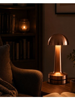 sbodurhome Dokunmatik Mantar Gece Lambası Bronz LED Masa Aydınlatması
