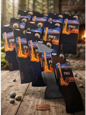 Pro Iglo Havlu Lambswool (Yün) Thermal Erkek Çorap; Asorti 12'li Paket 41-45