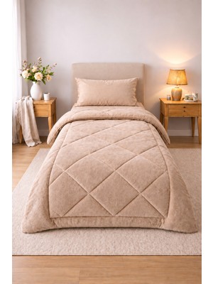 Omikra Wellsoft Tek Kişilik Düz Renk Yorgan Seti, 155 × 215 Cm, 2 Parça