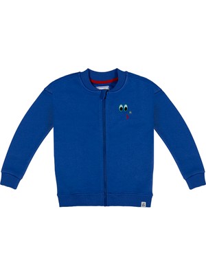 BeetleBeez Çocuk Fermuarlı Nakışlı Sweatshirt - Mavi