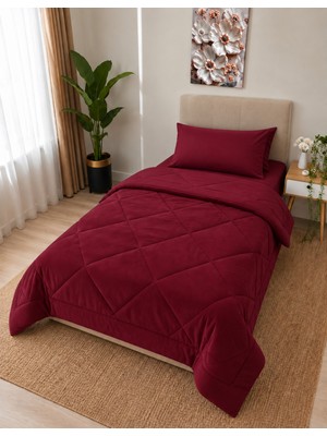 Omikra Wellsoft Tek Kişilik Düz Renk Yorgan Seti, 155 × 215 Cm, 2 Parça