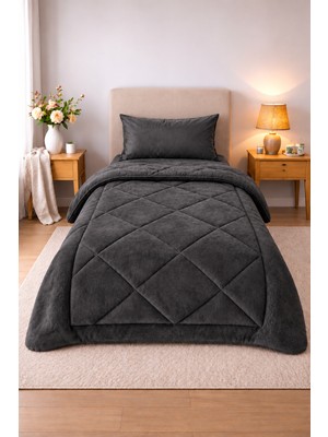 Omikra Wellsoft Tek Kişilik Düz Renk Yorgan Seti, 155 × 215 Cm, 2 Parça