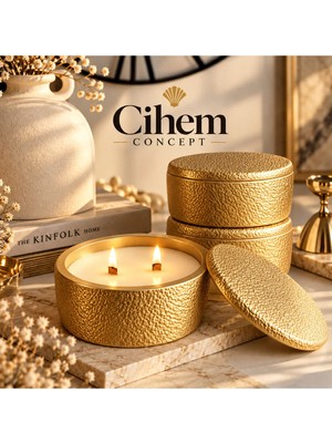 Cihem Concept Gold Kapaklı Mum Vanilyalı Mum Kasesi