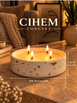 Cihem Concept Dev Boy Gold Desenli Vanilyalı Mum Kasesi