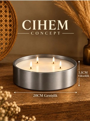 Cihem Concept Dev Boy Krom Renk Vanilyalı Mum Kasesi
