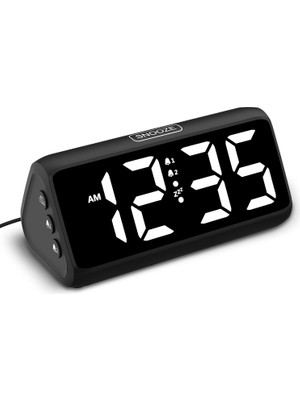 Happy Trend Dijital Çalar Saat, Çift Alarmlı Yüksek Sesli Çalar Saat, Kalın Rakamlar, 5 Dimmer, 4 Cilt, Erteleme, Derin Uyuyanlar Için Başucu Saati, Çocuklar Gençler Yaşlılar, Takmalı