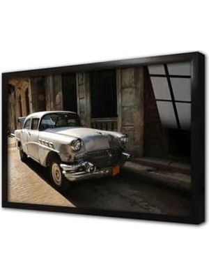 Mabelme Store Prime Tablosan Kübada Beyaz Klasik Araba Çerçeveli Cam Tablo 60X90 cm CA01001