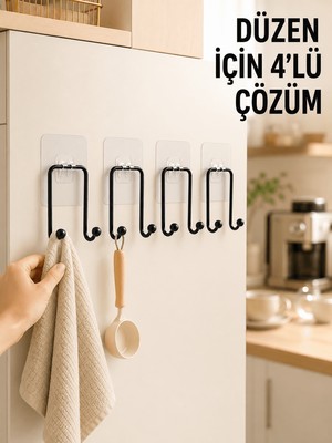 Str Store 4 Adet Yapışkanlı Askı Çok Amaçlı Mutfak Banyo Düzenleyici Askılık