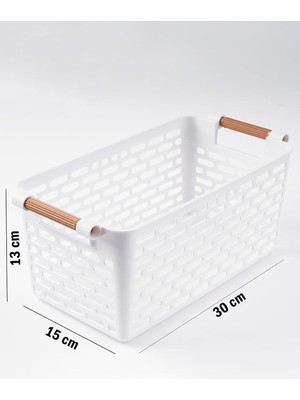 Happy Trend 3 Adet Beyaz Çok Amaçlı Plastik Tutacaklı Organizer Sepet, Dolap Içi, Çekmece ve Banyo Düzenleyici