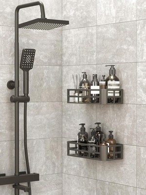 Happy Trend 2'li Plastik Duş ve Banyo Rafı | Yapışkanlı Montaj | 12X27X6.5 cm | Paslanmaz – Suya Dayanıklı Duş Banyo Organizer Düzenleyici