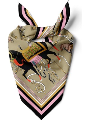 Happy Trend 55CM x 55CM Fular Küçük Kare Hafif Çiçek Desenli Bandana Boyun Şal, Saç Veya Boyun Için Etnik Kare Başörtüsü