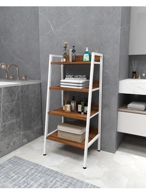 Happy Trend Çok Amaçlı Banyo Rafı Organizer Metal Iskeletli 4 Raflı Banyo Dolabı Mini Kitaplık Mutfak Rafı