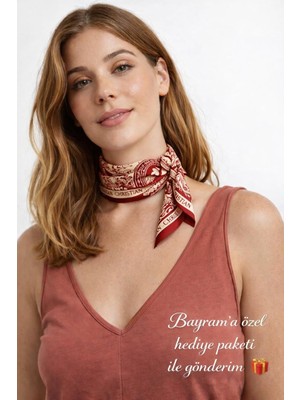 Happy Trend Bandana Fular 50X50 Kare Eşarp Rayon Italyan Dikişli Boyun Fuları Saç Bandana