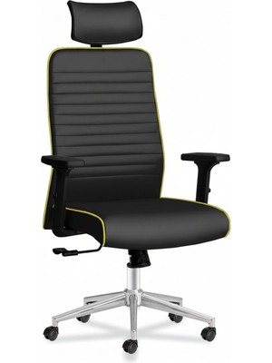 Upstyle Zirve Deri Ergonomik Çalışma ve Yönetici Koltuğu – Siyah/sarı