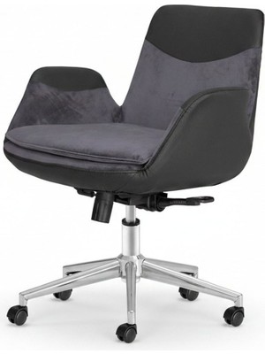 Upstyle Lodos Kumaş Ergonomik Çalışma Koltuğu – Füme Krom 65×90×65 cm