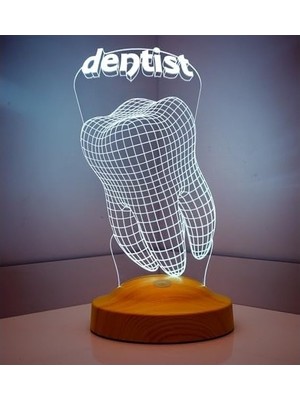 Mabelme Store Prime Diş Hekimi Için 3D Dentist LED Lamba - Dünya Diş Hekimleri Günü Hediyesi, Isimli Kişiye Özel Tasarım