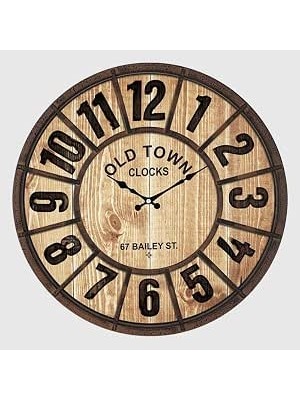Happy Trend Old Town Serisi Bölme Kadranlı Duvar Saati 50 cm Fındık Renkli