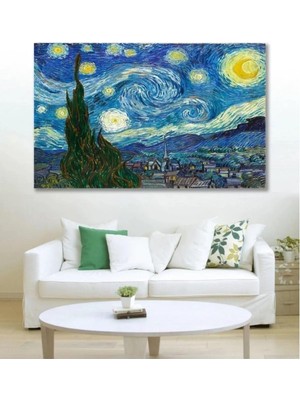 Happy Trend Ajans Kanvas Tablo Van Gogh Yıldızlı Gece Duvar Kanvas Tablo 70 x 100