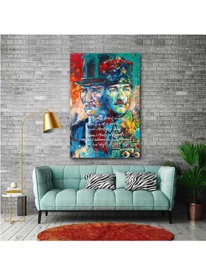Happy Trend Ajans Kanvas Tablo Yağlı Boya Efektli Mustafa Kemal Atatürk Portre Karizma Kanvas Tablo ART00167 50 x 70