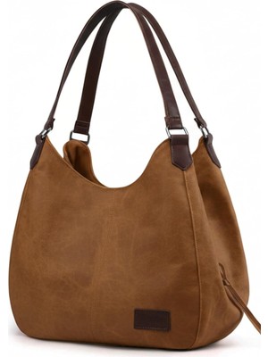 Happy Trend Vintage Kadın Pu Deri Günlük Omuz Çantası Üç Bölmeli Hobo - Tote El Çantası