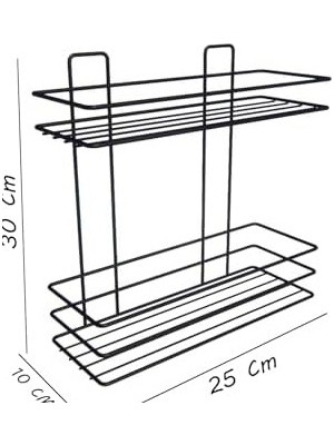 Mabelme Store Prime Yapışkanlı 2 Katlı Banyo Rafı Duş Şampuanlık Duvar Düzenleyici Organizer