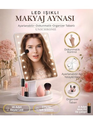 Happy Trend Dokunmatik LED Işıklı Pilli Masa Üstü Makyaj Aynası Makyaj Aynası Ledli