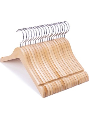 Happy Trend Smile Gençler Preteen Büyük Çocuklar Ahşap Elbise Askıları 30 cm Ahşap Elbise Gömlek Ceket Askıları Anti-Pas Kancalı (20'li Paket Doğal)