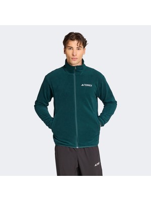 adidas Multi Essentials Full Zip Fleece Erkek Yeşil Yürüyüş Polar.-