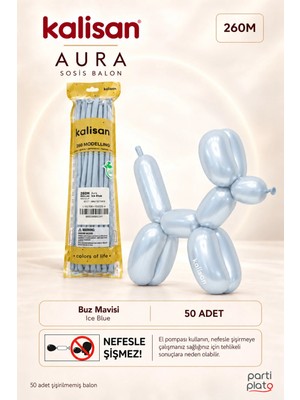 Kalisan Aura Buz Mavisi (Ice Blue) 260M 50’li Sosis Modelleme Lateks Balon