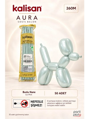 Kalisan Aura Buzlu Nane (Ice Mint) 260M 50’li Sosis Modelleme Lateks Balon